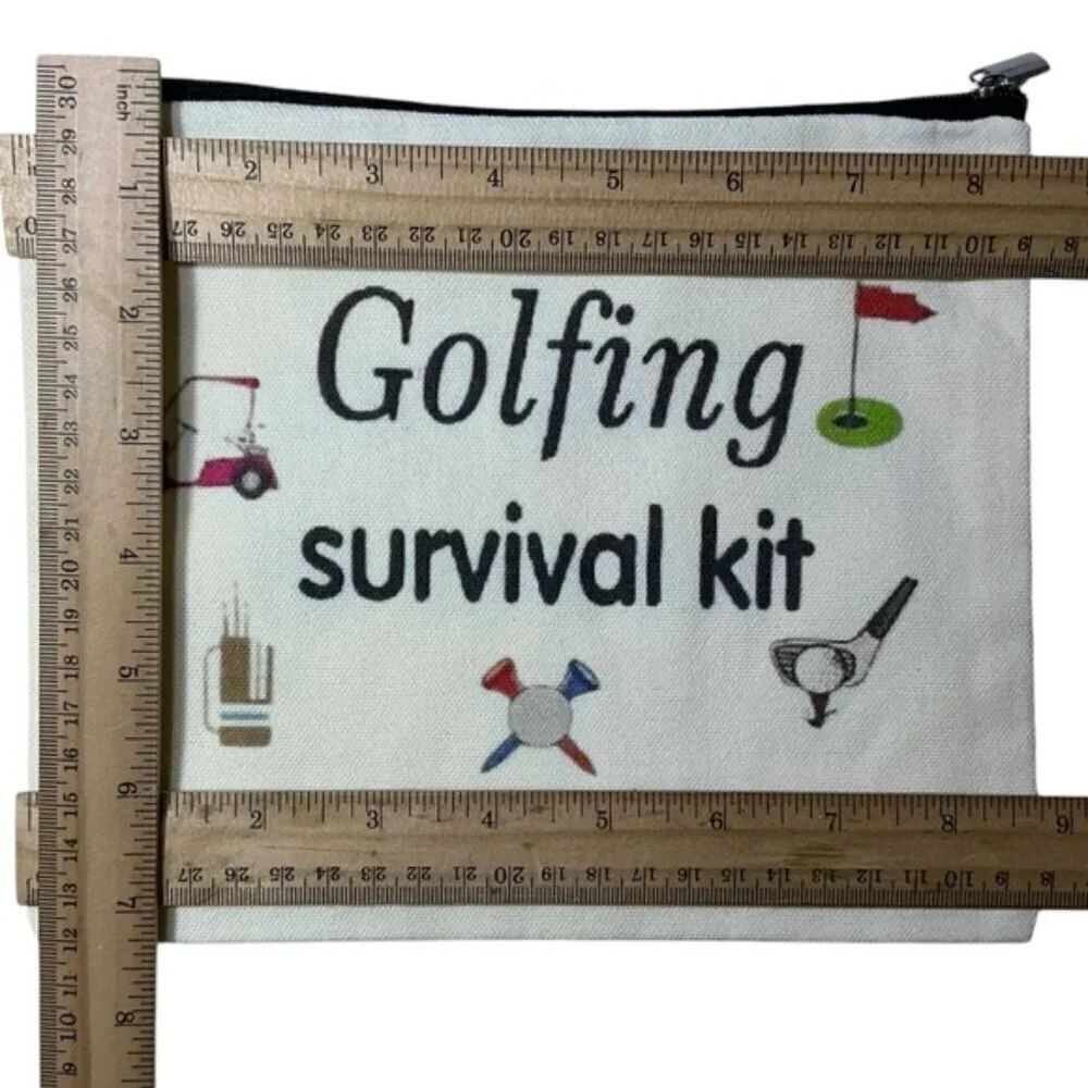 Golf Survival Kit Multipurpose Storage Bag Cosmetic Tee’s Pencil Scorecard White
